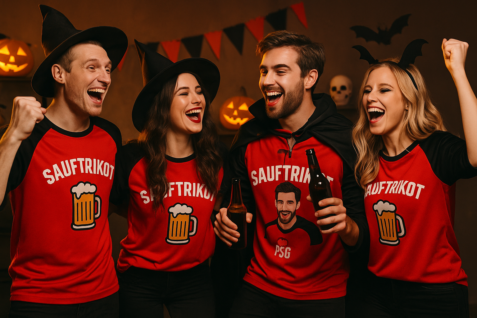 Halloween Gruppenoutfit - personalisierte Sauf Trikots