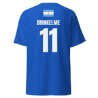 Dunkelblaues Sauftrikot für Argentinien, Rückenansicht mit Flagge, Aufdruck Drinkelme und Nummer 19 in Weiß.