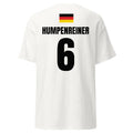Weißes WM T-Shirt Deutschland als Freisteller, Rückenprint mit Deutschland-Flagge, HUMPENREINER und Nummer 6