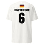 Weißes WM T-Shirt Deutschland als Freisteller, Rückenprint mit Deutschland-Flagge, HUMPENREINER und Nummer 6