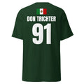 Rueckseite eines dunkelgruenen Mexiko T-Shirt mit Mexiko-Flagge oben, Aufdruck DON TRICHTER und Rueckennummer 96.
