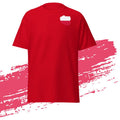 Rotes Shirt mit Polen-Flagge als Brustmotiv auf der Vorderseite, freigestellt vor weißem Hintergrund, WM T-Shirt.
