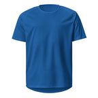 Blaues Teamshirt in Vorderansicht, einfarbig ohne Aufdruck, freigestellt vor neutralem Hintergrund.