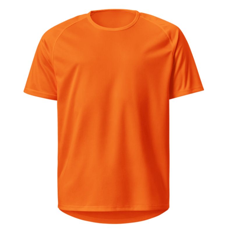 Vorderseite freigestellt: orange Trikot ohne Druckmotiv, schlichtes Trainingsshirt für einheitliche Teamkleidung.