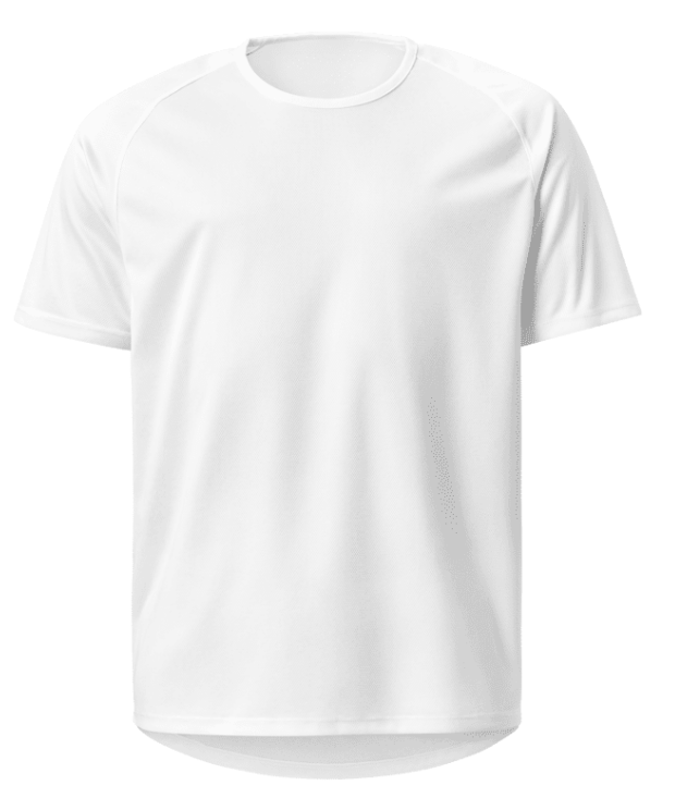 Weißes Vereins­trikot als Freisteller von vorn, einfarbig ohne Druck oder Badge, sportlicher Schnitt.